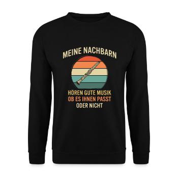 Klarinette Klarinettenspieler Klarinettist - Unisex Pullover - Schwarz - Vorne - Alina (178cm) & Michal (187cm)