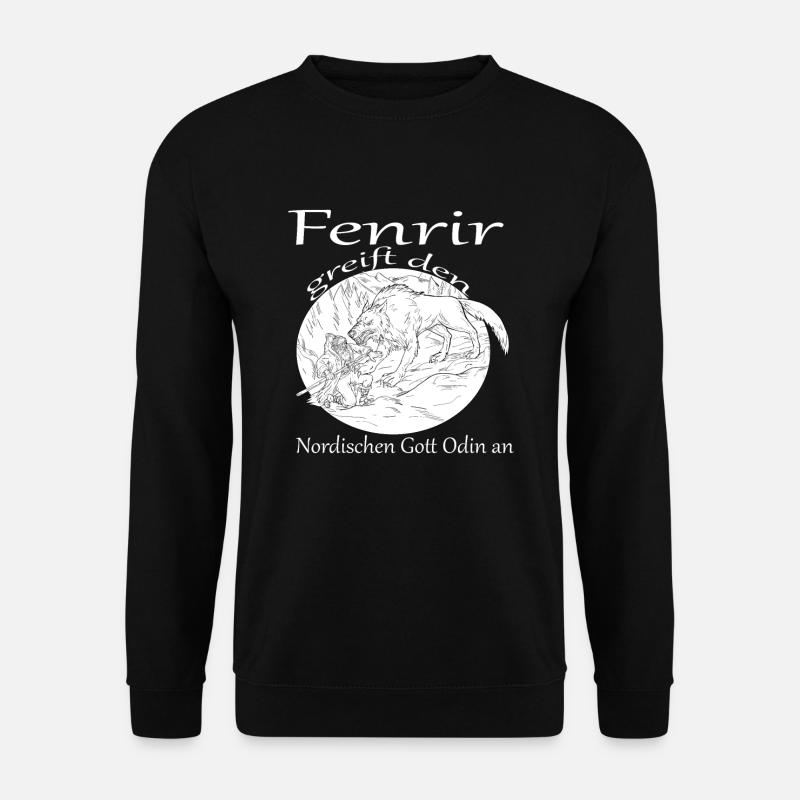 Fenrir greift Nordischen Gott Odin an - Unisex Pullover - Schwarz