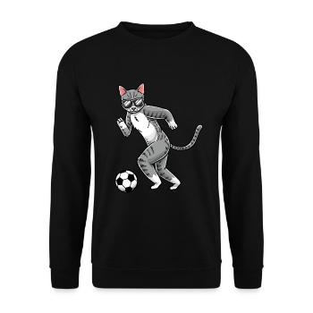 Football Player Cat Lovers Pet Kitten - Unisex Sweatshirt - black - Front - Alina (178cm) & Michal (187cm)