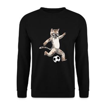 Football Player Cat Lovers Pet Kitten - Unisex Sweatshirt - black - Front - Alina (178cm) & Michal (187cm)