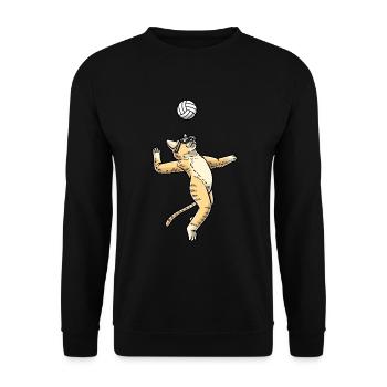 Drôle d’amoureux des chats Joueur de volley-ball Pet - Sweat-shirt Unisexe - noir - Devant - Alina (178cm) & Michal (187cm)