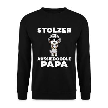Aussiedoodle Papa Hund - Unisex Pullover - Schwarz - Vorne - Alina (178cm) & Michal (187cm)