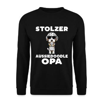 Aussiedoodle Opa Hund - Unisex Pullover - Schwarz - Vorne - Alina (178cm) & Michal (187cm)