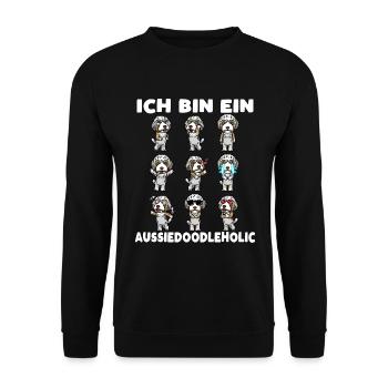 Aussiedoodle Hund Emoticon - Unisex Pullover - Schwarz - Vorne - Alina (178cm) & Michal (187cm)