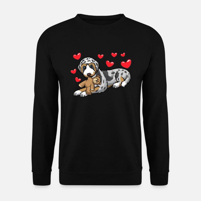 Aussiedoodle Hund Mit Kuscheltier - Unisex Pullover - Schwarz
