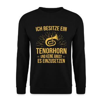 Tenorhorn Tenorhornspieler Tenorhornist - Unisex Pullover - Schwarz - Vorne - Alina (178cm) & Michal (187cm)