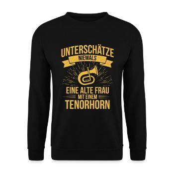 Tenorhorn Tenorhornspieler Tenorhornist - Unisex Pullover - Schwarz - Vorne - Alina (178cm) & Michal (187cm)