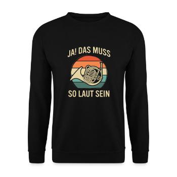 Waldhorn Waldhornspieler Waldhornist - Unisex Pullover - Schwarz - Vorne - Alina (178cm) & Michal (187cm)
