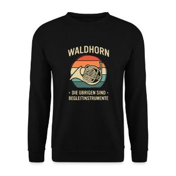 Waldhorn Waldhornspieler Waldhornist - Unisex Pullover - Schwarz - Vorne - Alina (178cm) & Michal (187cm)