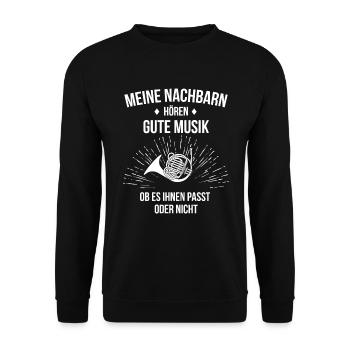 Waldhorn Waldhornspieler Waldhornist - Unisex Pullover - Schwarz - Vorne - Alina (178cm) & Michal (187cm)