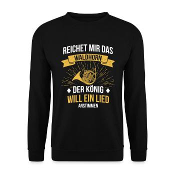 Waldhorn Waldhornspieler Waldhornist - Unisex Pullover - Schwarz - Vorne - Alina (178cm) & Michal (187cm)
