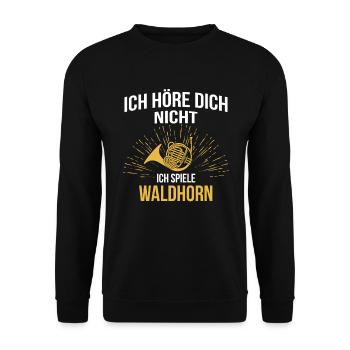 Waldhorn Waldhornspieler Waldhornist - Unisex Pullover - Schwarz - Vorne - Alina (178cm) & Michal (187cm)