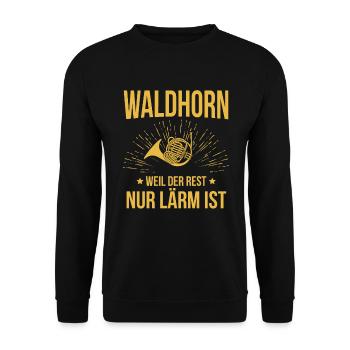 Waldhorn Waldhornspieler Waldhornist - Unisex Pullover - Schwarz - Vorne - Alina (178cm) & Michal (187cm)