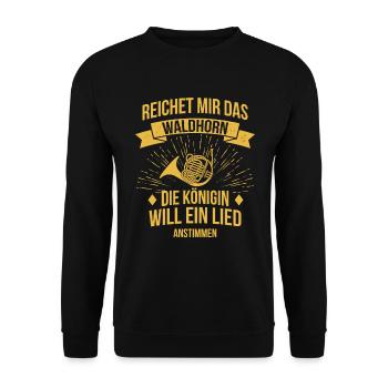 Waldhorn Waldhornspieler Waldhornist - Unisex Pullover - Schwarz - Vorne - Alina (178cm) & Michal (187cm)