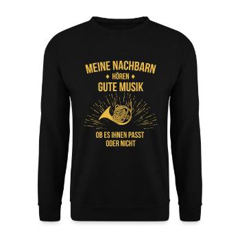 Waldhorn Waldhornspieler Waldhornist - Unisex Pullover - Schwarz - Vorne - Alina (178cm) & Michal (187cm)