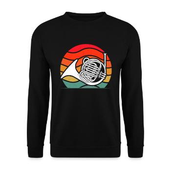 Waldhorn Waldhornspieler Waldhornist - Unisex Pullover - Schwarz - Vorne - Alina (178cm) & Michal (187cm)