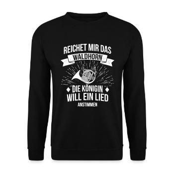 Waldhorn Waldhornspieler Waldhornist - Unisex Pullover - Schwarz - Vorne - Alina (178cm) & Michal (187cm)