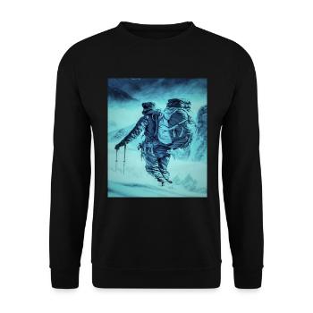 Schneewanderer Wanderer Ski Wandern Berge Ferienor - Unisex Pullover - Schwarz - Vorne - Alina (178cm) & Michal (187cm)