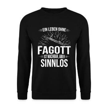 Fagott Fagottspieler Fagottist - Unisex Pullover - Schwarz - Vorne - Alina (178cm) & Michal (187cm)