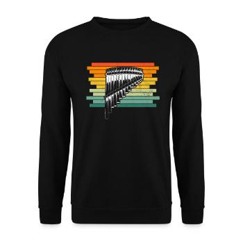 Panflute Panflute player Panflutist - Unisex Sweatshirt - black - Front - Alina (178cm) & Michal (187cm)