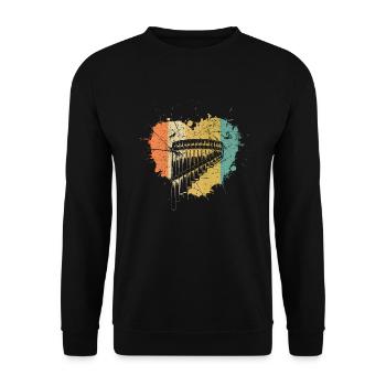 Panflute Panflute player Panflutist - Unisex Sweatshirt - black - Front - Alina (178cm) & Michal (187cm)