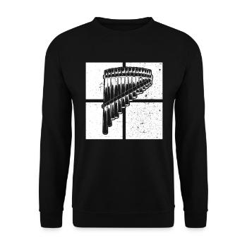 Panflute Panflute player Panflutist - Unisex Sweatshirt - black - Front - Alina (178cm) & Michal (187cm)