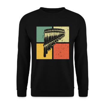 Panflute Panflute player Panflutist - Unisex Sweatshirt - black - Front - Alina (178cm) & Michal (187cm)