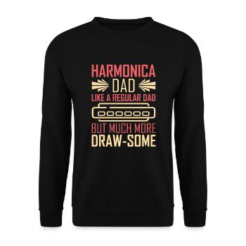 Mundharmonika Mundharmonikaspieler Vater - Unisex Pullover - Schwarz - Vorne - Alina (178cm) & Michal (187cm)