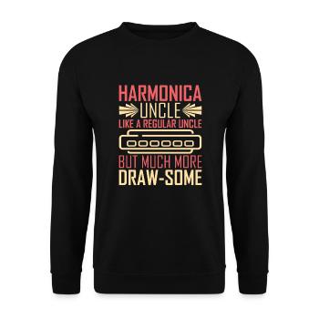Mundharmonika Mundharmonikaspieler Onkel - Unisex Pullover - Schwarz - Vorne - Alina (178cm) & Michal (187cm)
