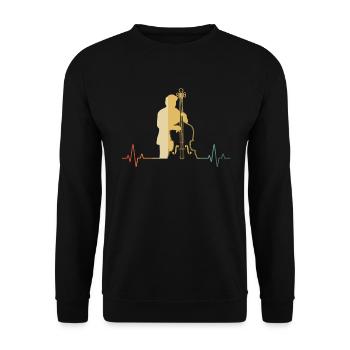 Double bass Double bass player Double bass player - Unisex Sweatshirt - black - Front - Alina (178cm) & Michal (187cm)