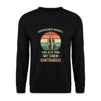 Kontrabass Kontrabassspieler Kontrabassist - Unisex Pullover - Schwarz - Vorne - Alina (178cm) & Michal (187cm)