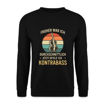 Kontrabass Kontrabassspieler Kontrabassist - Unisex Pullover - Schwarz - Vorne - Alina (178cm) & Michal (187cm)