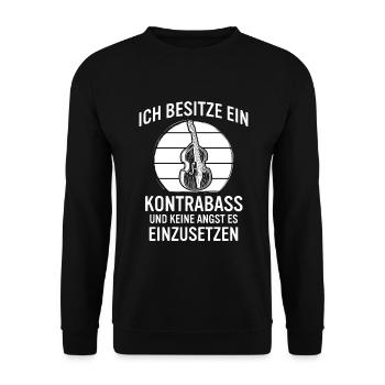 Kontrabass Kontrabassspieler Kontrabassist - Unisex Pullover - Schwarz - Vorne - Alina (178cm) & Michal (187cm)