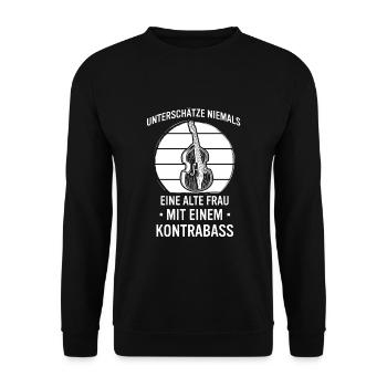 Kontrabass Kontrabassspieler Kontrabassist - Unisex Pullover - Schwarz - Vorne - Alina (178cm) & Michal (187cm)