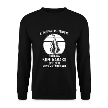 Kontrabass Kontrabassspieler Kontrabassist - Unisex Pullover - Schwarz - Vorne - Alina (178cm) & Michal (187cm)