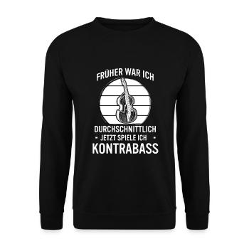 Kontrabass Kontrabassspieler Kontrabassist - Unisex Pullover - Schwarz - Vorne - Alina (178cm) & Michal (187cm)