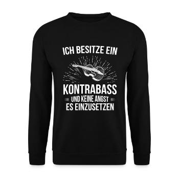 Kontrabass Kontrabassspieler Kontrabassist - Unisex Pullover - Schwarz - Vorne - Alina (178cm) & Michal (187cm)