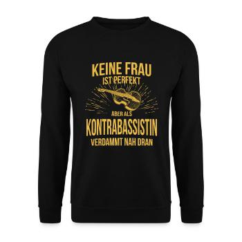 Kontrabass Kontrabassspieler Kontrabassist - Unisex Pullover - Schwarz - Vorne - Alina (178cm) & Michal (187cm)