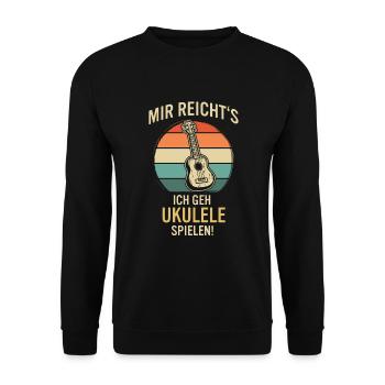 Ukulele Ukulele-Spieler Ukulelist - Unisex Pullover - Schwarz - Vorne - Alina (178cm) & Michal (187cm)
