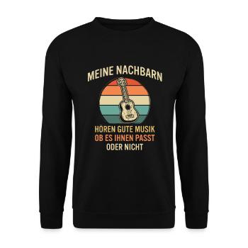 Ukulele Ukulele-Spieler Ukulelist - Unisex Pullover - Schwarz - Vorne - Alina (178cm) & Michal (187cm)