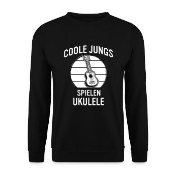 Ukulele Ukulele-Spieler Ukulelist - Unisex Pullover - Schwarz - Vorne - Alina (178cm) & Michal (187cm)