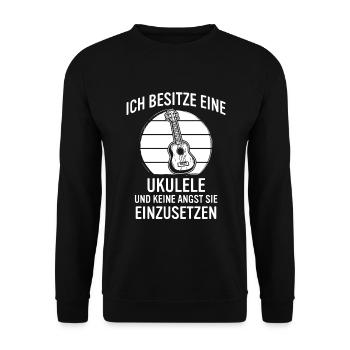 Ukulele Ukulele-Spieler Ukulelist - Unisex Pullover - Schwarz - Vorne - Alina (178cm) & Michal (187cm)
