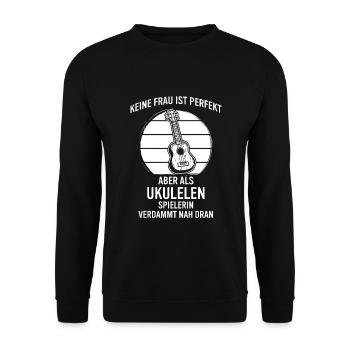 Ukulele Ukulele-Spieler Ukulelist - Unisex Pullover - Schwarz - Vorne - Alina (178cm) & Michal (187cm)