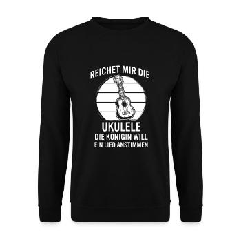 Ukulele Ukulele-Spieler Ukulelist - Unisex Pullover - Schwarz - Vorne - Alina (178cm) & Michal (187cm)