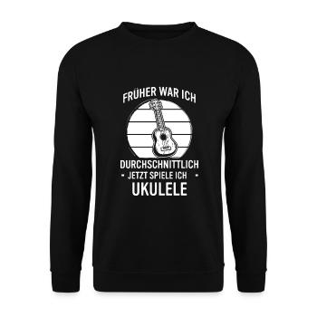 Ukulele Ukulele-Spieler Ukulelist - Unisex Pullover - Schwarz - Vorne - Alina (178cm) & Michal (187cm)