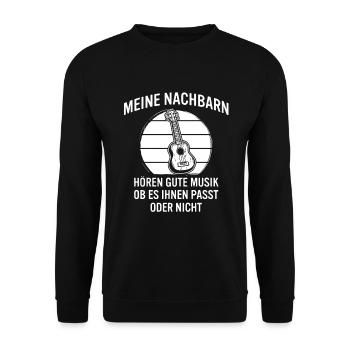Ukulele Ukulele-Spieler Ukulelist - Unisex Pullover - Schwarz - Vorne - Alina (178cm) & Michal (187cm)