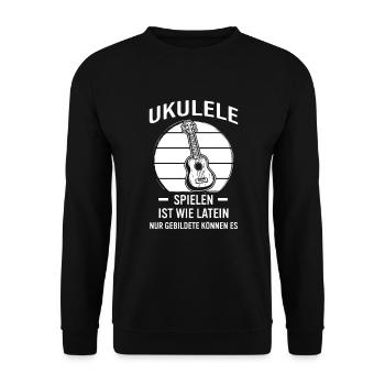 Ukulele Ukulele-Spieler Ukulelist - Unisex Pullover - Schwarz - Vorne - Alina (178cm) & Michal (187cm)