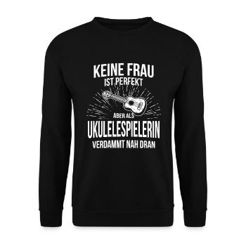 Ukulele Ukulele-Spieler Ukulelist - Unisex Pullover - Schwarz - Vorne - Alina (178cm) & Michal (187cm)