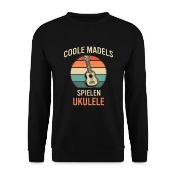 Ukulele Ukulele-Spieler Ukulelist - Unisex Pullover - Schwarz - Vorne - Alina (178cm) & Michal (187cm)