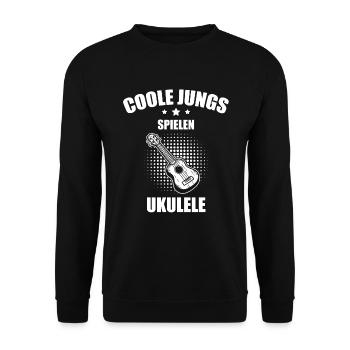 Ukulele Ukulele-Spieler Ukulelist - Unisex Pullover - Schwarz - Vorne - Alina (178cm) & Michal (187cm)